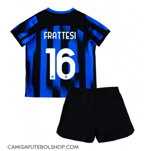 Camisa de time de futebol Inter Milan Davide Frattesi #16 Replicas 1º Equipamento Infantil 2023-24 Manga Curta (+ Calças curtas)